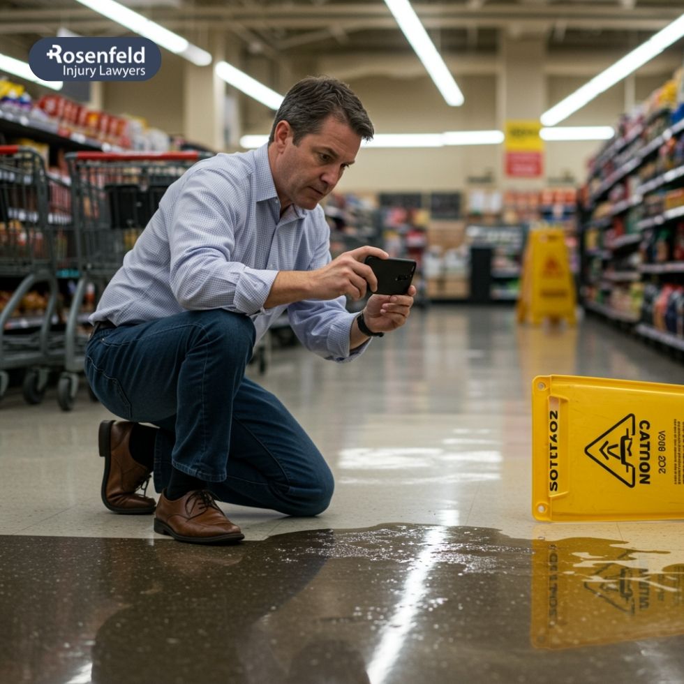 Gathering evidence to support a slip and fall claim.