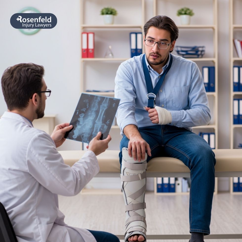 Injured party receiving medical care after a slip and fall accident in Chicago.