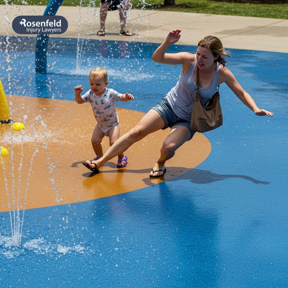 Algae growth on pool tiles creating a dangerous fall hazard.