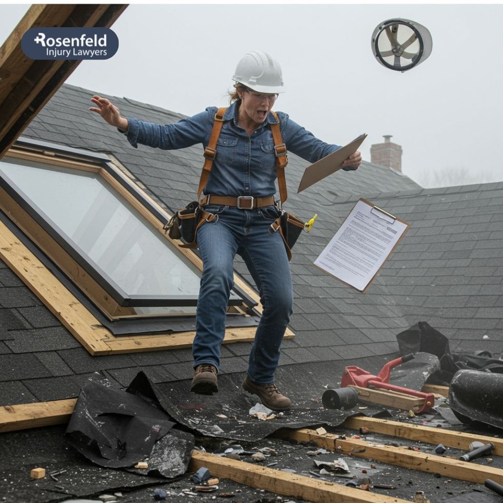 Potential roof hazards leading to a slip and fall.