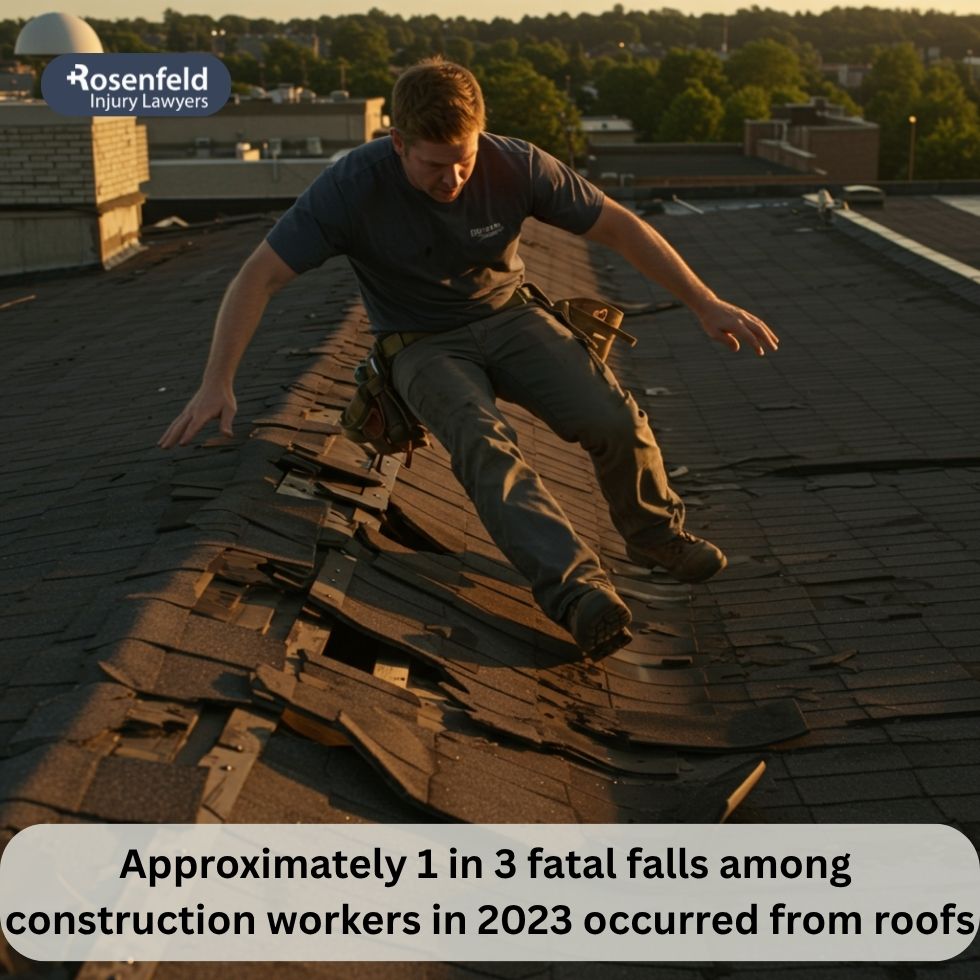 Construction crew ensuring a safe environment while working on a roof.