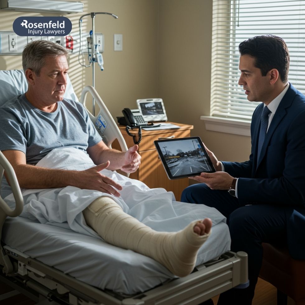 Injured person pursuing a slip and fall lawsuit to seek compensation after a serious accident.