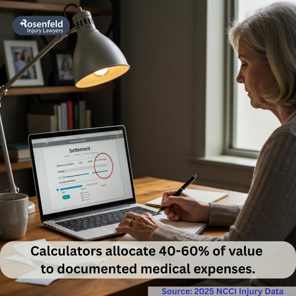 Calculator helping victims of slip and fall injuries estimate settlement amount.