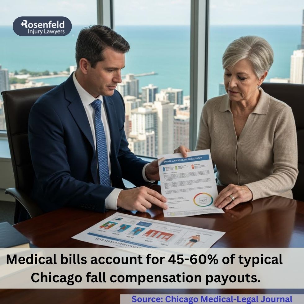Breakdown of accident compensation for fall victims injured in Chicago.