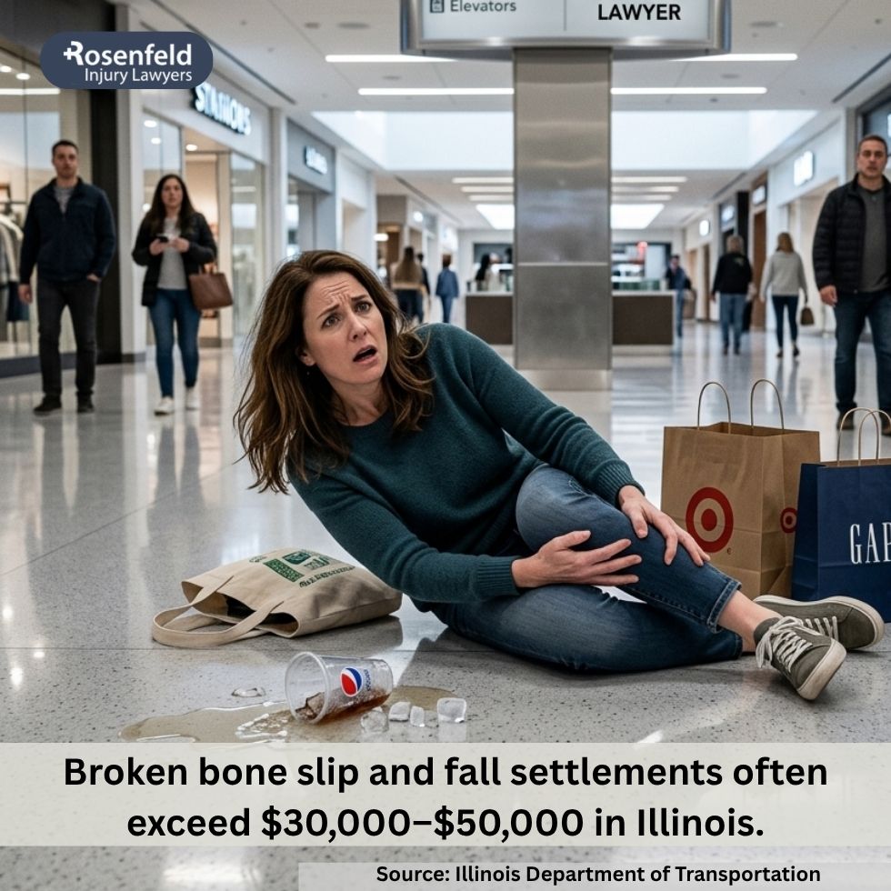 Victim with a broken leg after a slip and fall in Chicago