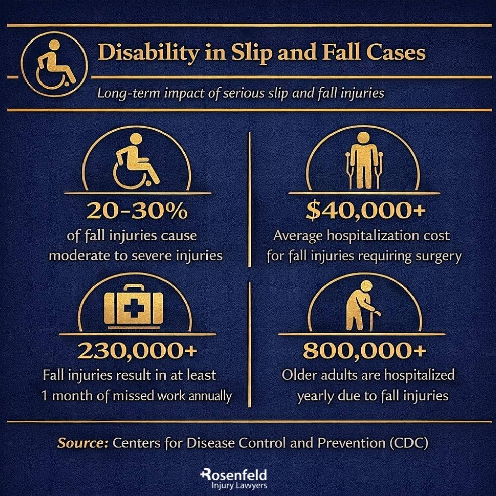 Lawyer filing a disability claim for a client with serious fall injuries.