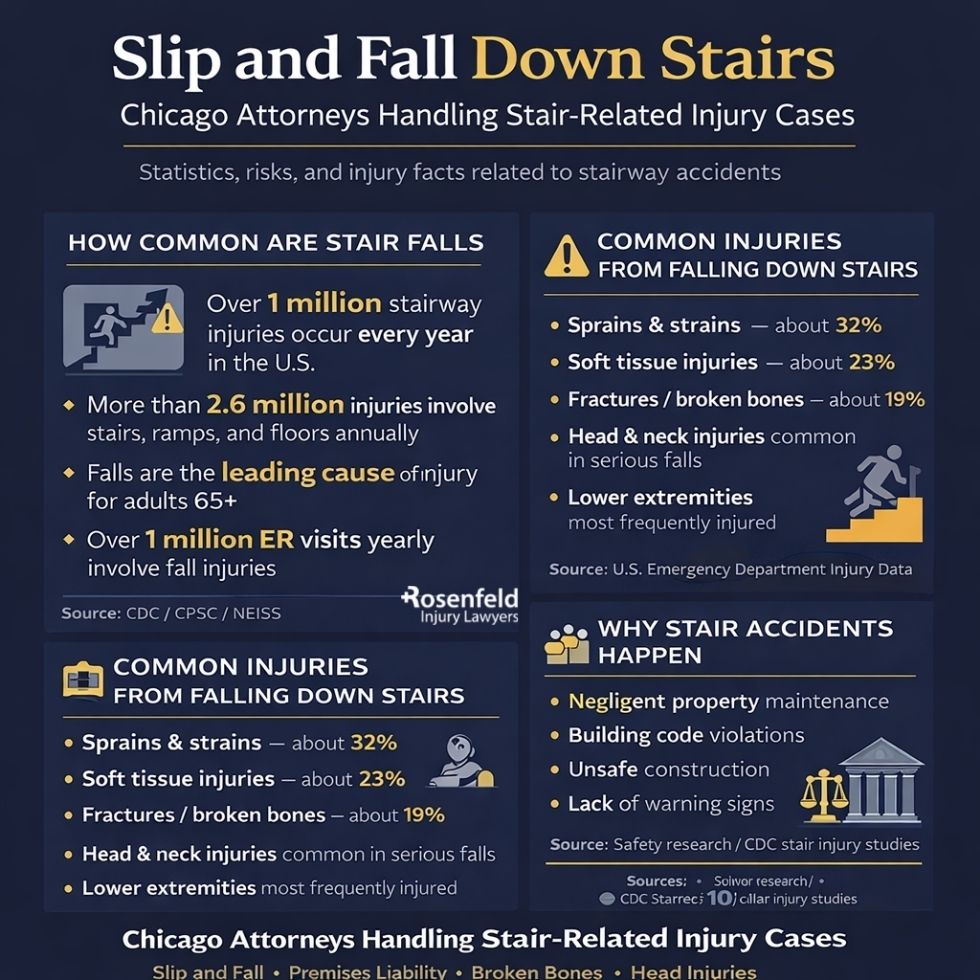 Family members helping a loved one after a stair fall accident.