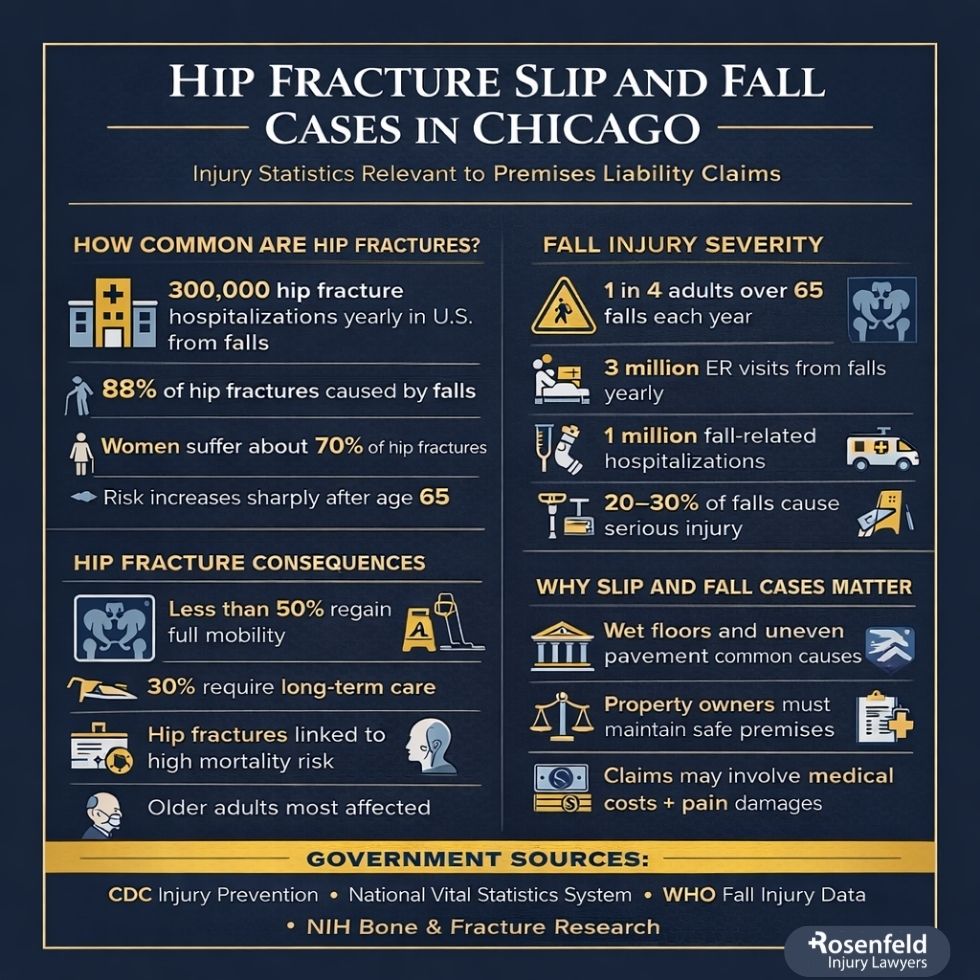 Recovery process for hip injuries sustained in a fall.