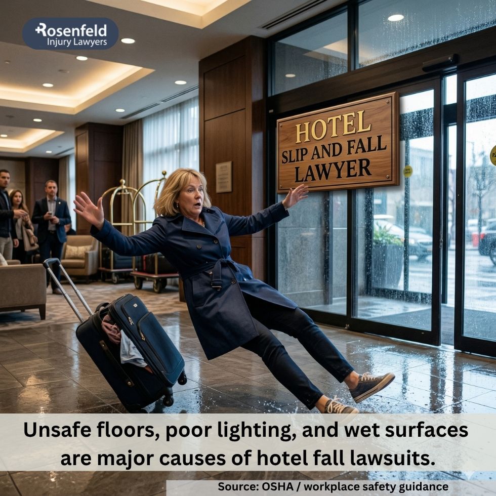 Hotel slip and fall case evaluation includes reviewing evidence, liability, and insurance coverage.