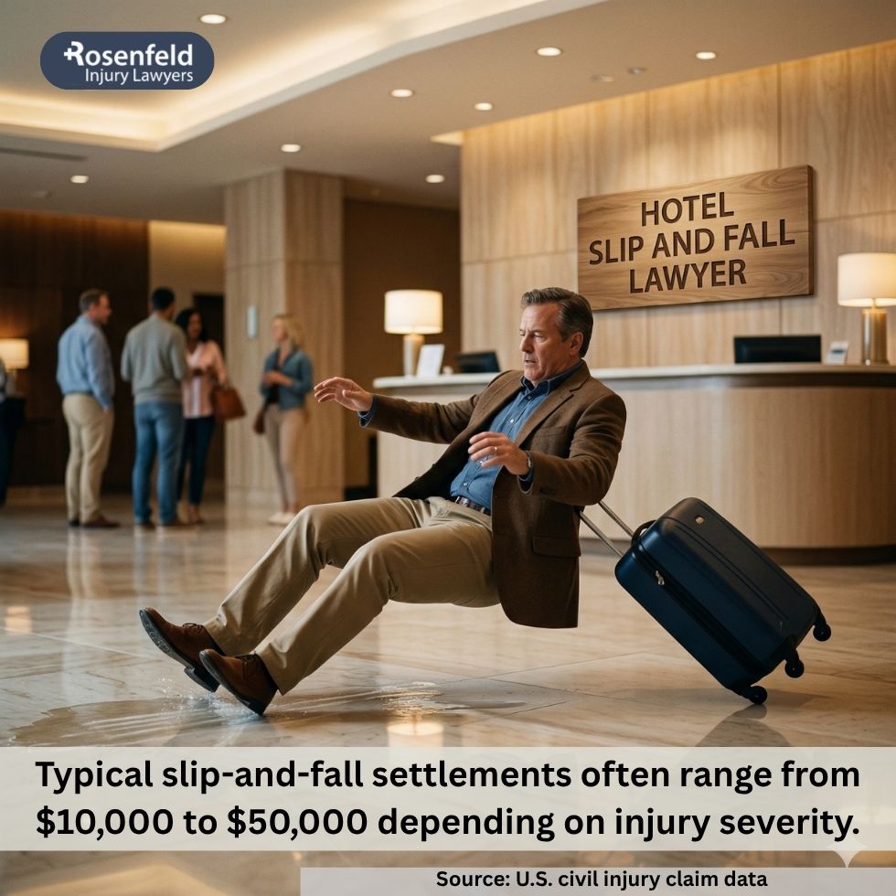 Hotel slip and fall settlements help injured guests recover compensation for negligence-related accidents on hotel property.