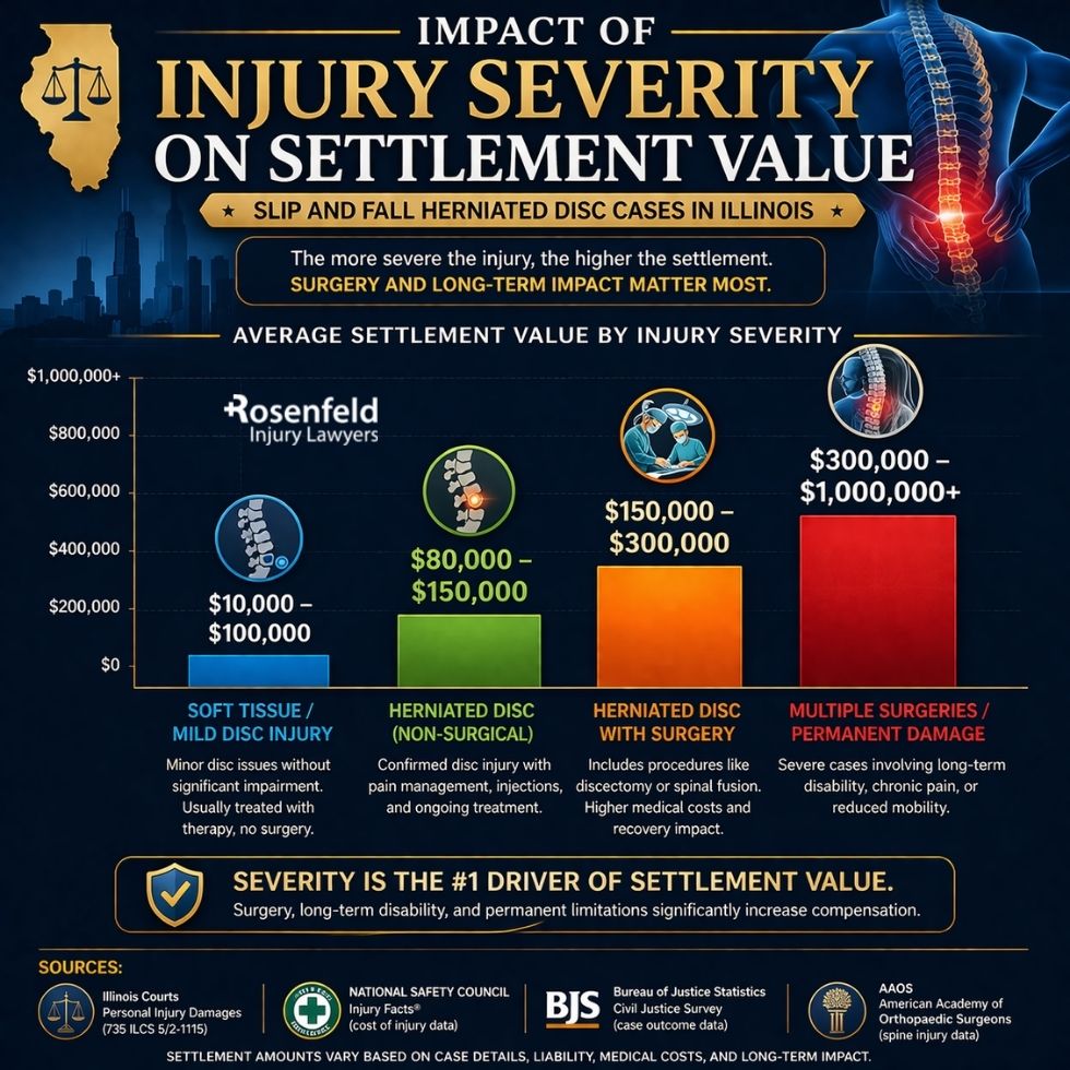 Illustration of disc herniation affecting nearby nerves after an Illinois slip and fall accident
