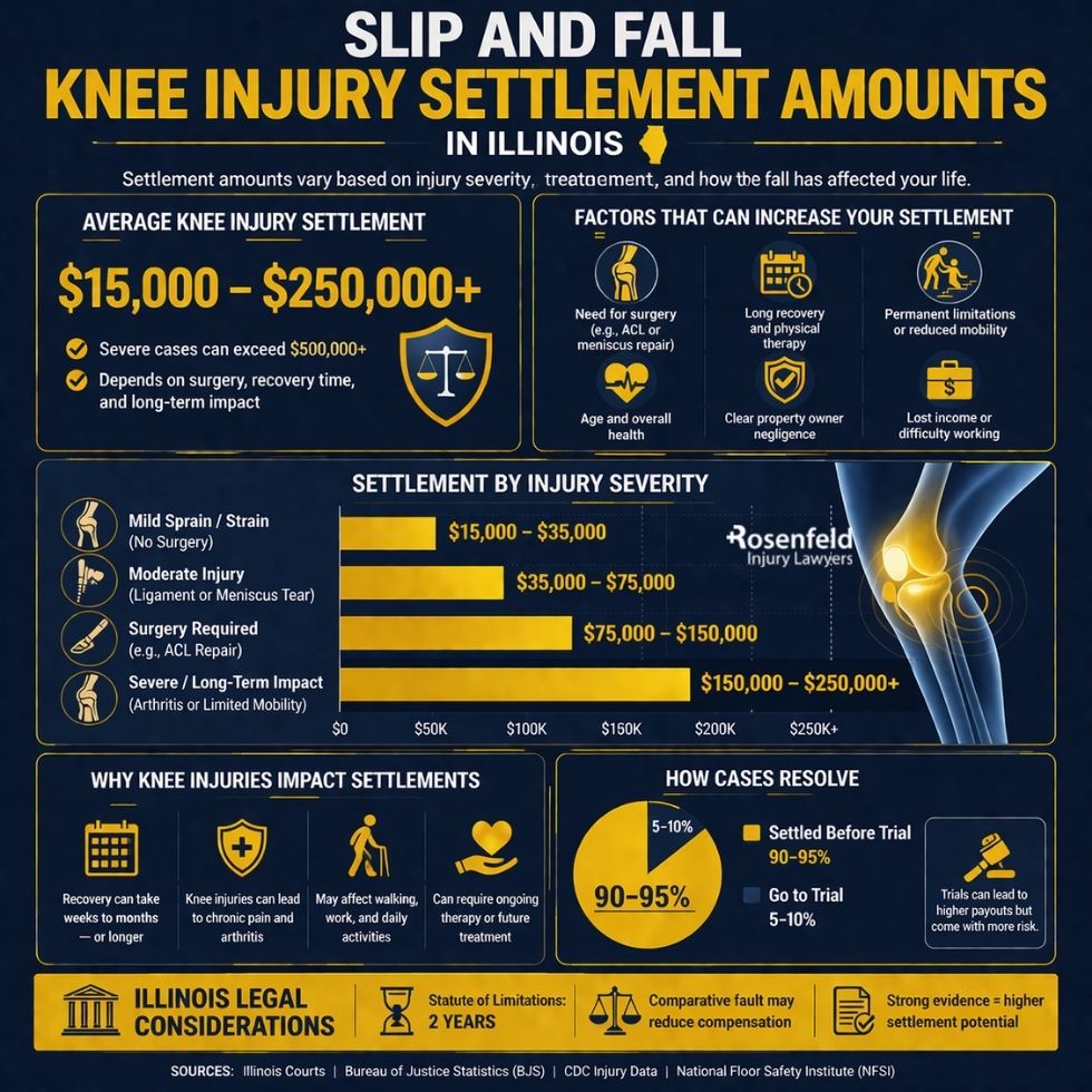 Illinois knee injury settlement involving severe ligament tears, extensive medical treatment, and ongoing instability