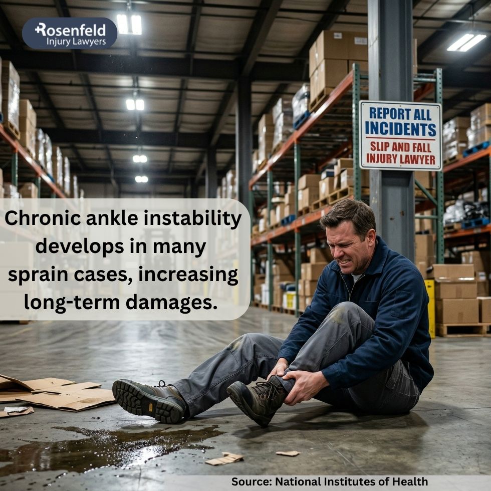Illinois slip and fall sprained ankle claim involving lost wages, pain, and recovery after a workplace or property fall