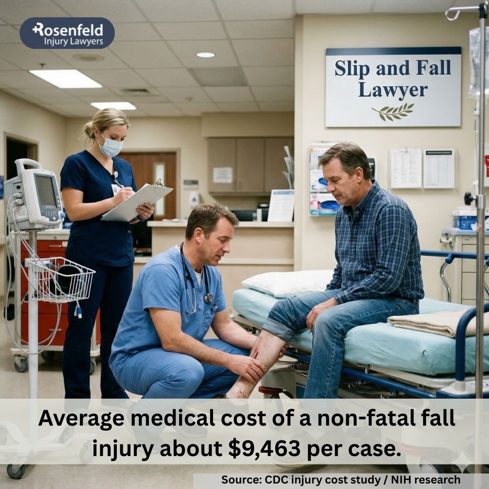 Injured party receiving medical care after a slip and fall accident in Chicago.