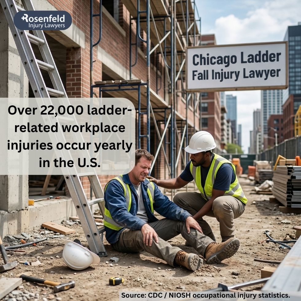 Ladder fall injury attorney reviewing a workplace accident case.
