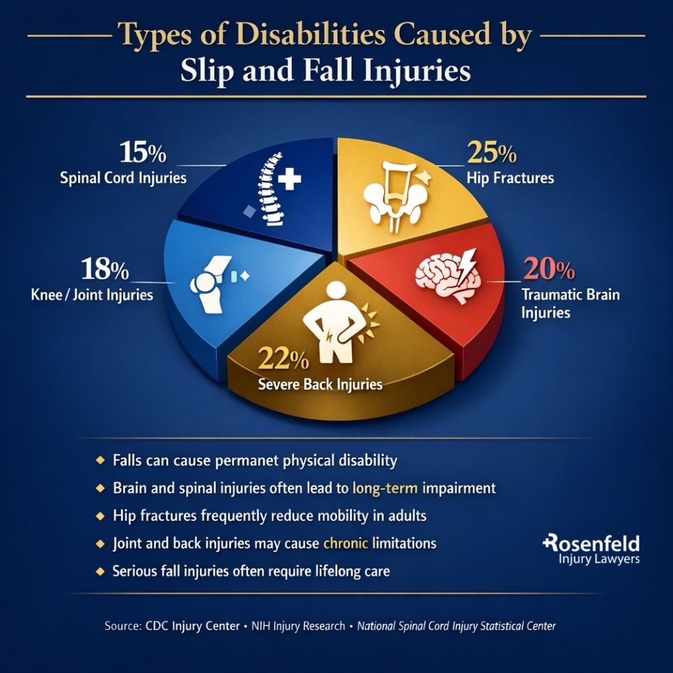 Victim living with disability caused by severe fall injuries.