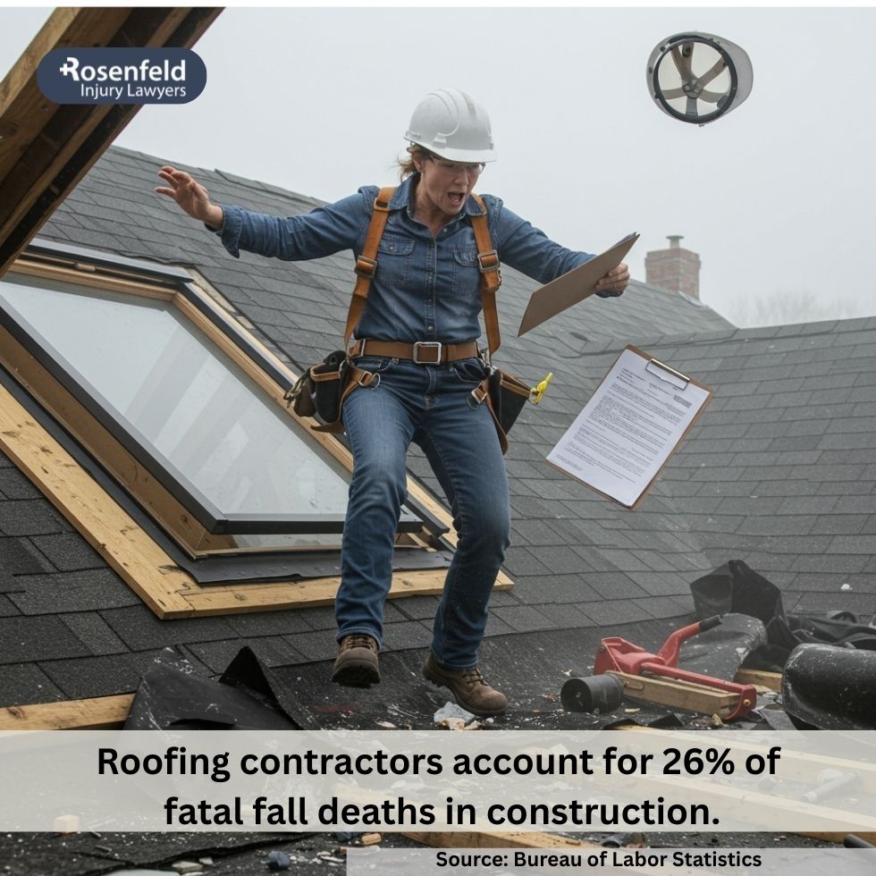 Potential roof hazards leading to a slip and fall.