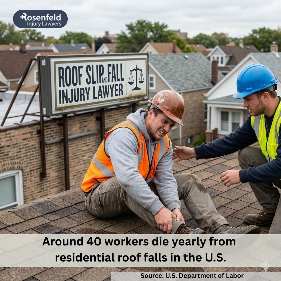Construction crew ensuring a safe environment while working on a roof.