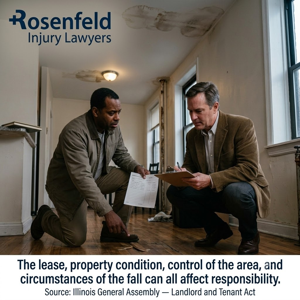how illinois law treats landlord vs. tenant responsibility for falls