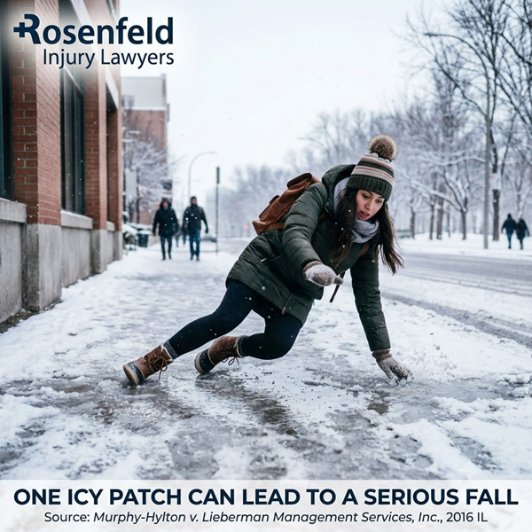 a girl slipped at icy walkaway