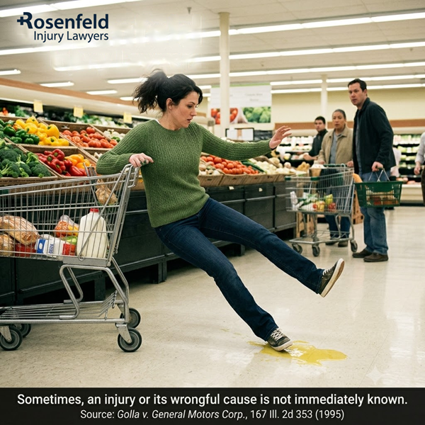 a girl fall at grocery store