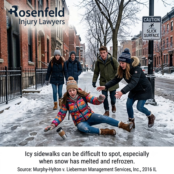 a girl slipped at Evanston’s Sidewalk