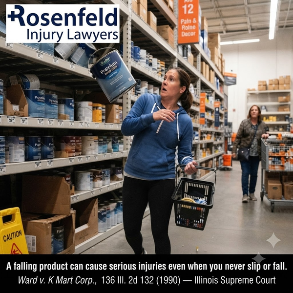 Woman hit by falling paint can in hardware store aisle, falling merchandise injury claim